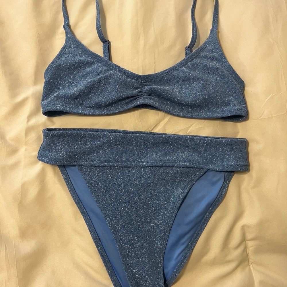 Aeropostale Metallic Blue Bikini Top